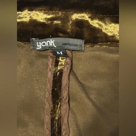 Yank Sz M Brown Crushed Velvet Puff Sleeve Blazer Victorian Inspo Steampunk Boho - Picture 7 of 7